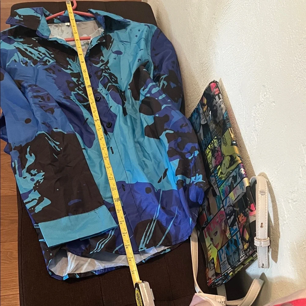 #0718+ Vintage Blue and Black Long Sleeve Shirt. - Picture 3 of 5